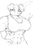  2014 abs anthro biceps big_breasts bottomless bra breasts canine chest_tuft clothed clothing dog ear_piercing female half-dressed looking_at_viewer mammal marrow muscular navel piercing rick_griffin tuft underwear 