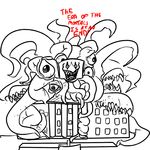  2016 angry creepy digital_media_(artwork) english_text flowey_the_flower kahl_(artist) line_art looking_at_viewer monochrome omega_flowey open_mouth simple_background teeth tentacles text the_white_house undertale video_games white_background white_house windows 
