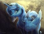  blue_eyes blue_fur blue_hair equine feathered_wings feathers female feral friendship_is_magic fur hair horn looking_at_viewer mammal my_little_pony outside princess_luna_(mlp) smile solo viwrastupr winged_unicorn wings 