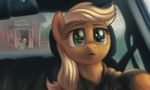  2014 apple_bloom_(mlp) applejack_(mlp) barn big_macintosh_(mlp) blonde_hair car clothing crying cutie_mark door driving equine female feral friendship_is_magic fur granny_smith_(mlp) green_eyes green_fur hair hi_res horse male mammal my_little_pony orange_fur outside pony red_fur tears vehicle verulence 