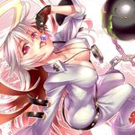  :p ass ball_and_chain_restraint blonde_hair breasts candy covered_nipples food gloves guilty_gear halo jack-o'_valentine large_breasts lollipop long_hair looking_at_viewer ono_misao pink_eyes red_hair saliva solo thighs tongue tongue_out 
