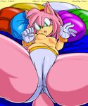  amy_rose anthro argento bed beige_skin black_nose blush breasts butt camel_toe clothed clothing deaddog2007 english_text female first_person_view gloves green_eyes hair half-dressed headband hedgehog invalid_color looking_at_viewer lying mammal nipples on_back open_mouth panties pillow pink_hair short_hair solo sonic_(series) sonic_the_hedgehog spread_legs spreading text topless underwear 