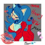  &lt;3 anthro big_breasts blue_hair breasts breezie_the_hedgehog butt clothed clothing female hair one_eye_closed open_mouth pistolstar red_dress seductive side_boob solo sonic_(series) wink 