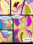  ! 2016 animal_genitalia anthro anthrofied applejack_(mlp) areola bat_pony big_breasts breasts clothed clothing comic cutie_mark dialogue dickgirl duo earth_pony english_text equine equine_penis fangs female flutterbat_(mlp) fluttershy_(mlp) freckles friendship_is_magic glowing hair half-closed_eyes hat hi_res horse huge_breasts intersex long_hair long_tongue mammal my_little_pony navel nipples nude open_mouth outside penis pony saliva suirano text tongue tongue_out transformation vein 