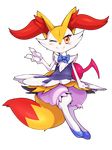  2016 alpha_channel anthro bloomers blush braixen claws clothed clothing digitigrade dress female footwear looking_at_viewer mammal musical_note nintendo one_eye_closed orange_eyes pok&eacute;mon shiron_(artist) sitting smile solo video_games wink 