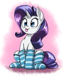  2016 alpha_channel blue_eyes clothing equine female feral friendship_is_magic fur hair horn legwear mammal my_little_pony otakuap pink_background purple_hair rarity_(mlp) simple_background socks solo tongue tongue_out unicorn white_fur white_sclera 