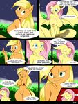  2016 animal_genitalia anthro anthrofied applejack_(mlp) bat_pony big_breasts blonde_hair breasts comic dialogue dickgirl duo earth_pony english_text equine equine_penis erection eyes_closed female flutterbat_(mlp) fluttershy_(mlp) freckles friendship_is_magic green_eyes hair hi_res horse intersex long_hair mammal my_little_pony nude open_mouth outside penis pink_hair pony smile suirano text vein wings 