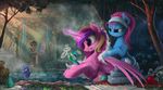  2015 animated bath blue_eyes blue_fur blue_hair cutie_mark earth_pony equine equum_amici feathered_wings feathers female feral foam friendship_is_magic fur grass group hair horn horse lotus_blossom_(mlp) magic mammal multicolored_hair my_little_pony outside pink_fur pink_hair pony princess_cadance_(mlp) princess_celestia_(mlp) princess_luna_(mlp) purple_eyes rubber_duck smile steam towel tree twilight_sparkle_(mlp) water winged_unicorn wings yakovlev-vad 
