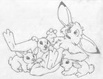  anthro anthro_on_feral balls barefoot bestiality buckteeth feral forced greyscale group jake_cottontail lagomorph legs_up male male/male mammal mizzyam monochrome nervous nude open_mouth pencil_(artwork) pushing rabbit reclining sheath size_difference teeth traditional_media_(artwork) 