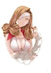  beatrix breasts brown_hair cleavage eyepatch final_fantasy final_fantasy_ix hair_twirling ikuhana_niiro large_breasts solo upper_body 