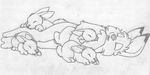  anthro anthro_on_feral bestiality feral greyscale group hug jake_cottontail lagomorph licking lying male male/male mammal mizzyam monochrome nude on_side one_eye_closed pencil_(artwork) rabbit size_difference sleeping tongue tongue_out traditional_media_(artwork) 