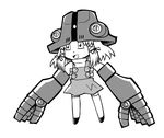  cherno_alpha cherno_alpha_(cosplay) cosplay crossover greyscale mecha mechanical_arms monochrome moriya_suwako pacific_rim shiina_katsuyuki touhou 