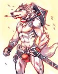  abs biceps canine cheetahpaws clothing male mammal nipples pecs samurai underwear wolf 