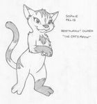  anthro cat cute_fangs english_text feline female greyscale mammal mizzyam monochrome nude pencil_(artwork) rubbing_hands sophie_felis standing text traditional_media_(artwork) 