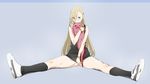  bad_id bad_pixiv_id blonde_hair blue_background blue_eyes blush calf_socks covering covering_crotch full_body highres legs long_hair no_panties original shino_(comic_penguin_club) shoes simple_background sitting sneakers solo spread_legs stuffed_animal stuffed_toy 