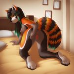  2016 amber_eyes anthro anus black_hair breasts butt canine derpah female fur green_hair hair hi_res looking_at_viewer mammal nipples nude pussy red_panda smile solo spreading vaginal vega 