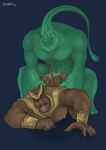  abs anal anthro blue_background butt canine cum etness league_of_legends male male/male mammal muscular nasus nude pecs simple_background video_games zac 