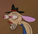  bloodshot_eyes brown_background hat male necktie reaction_image ren ren_and_stimpy ren_hoek screencap simple_background solo stare tagme unknown_artist wide_eyed 