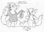  anthro balls barefoot bite bottomless brother brother_and_sister clothed clothing cub cute_fangs dialogue english_text female front_view greyscale half-dressed holding_object looking_away mae_marten male mammal marten mizzyam monochrome mustelid open_mouth pencil_(artwork) pussy regi_marten sheath shirt sibling sister sitting spread_legs spreading teddy_bear text torn_clothing toy traditional_media_(artwork) young 