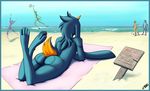 ambiguous_gender anthro beach butt coszcatl horn invalid_tag lagomorph lying mammal nude on_front outside rabbit seaside solo_focus 