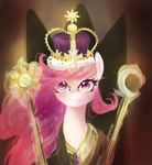  2015 crown dreampaw equine female feral friendship_is_magic fur hair horn looking_at_viewer magic mammal my_little_pony pink_hair princess_celestia_(mlp) purple_eyes scepter smile solo white_fur winged_unicorn wings 