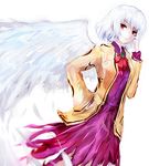  bad_id bad_pixiv_id bow bowtie directional_arrow dress dyolf hand_on_hip jacket kishin_sagume long_sleeves purple_dress red_eyes revision short_hair silver_hair single_wing sketch skirt solo touhou wings 