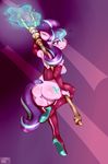  2016 absurd_res anthro anthrofied blush breasts butt clothed clothing cutie_mark equine female flame-lonewolf friendship_is_magic glowing hair half-closed_eyes hi_res holding_object horn legwear long_hair looking_at_viewer magic mammal multicolored_hair my_little_pony pussy solo staff starlight_glimmer_(mlp) tail_wrap unicorn 
