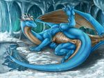  2016 collaboration dragon female feral ice karukuji pussy raised_leg smile snow solo tochka wings winter 