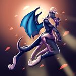  &lt;3 anthro coszcatl dragon duo female horn hug invalid_tag male nude smile wings 