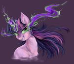  2013 dreampaw equine female feral friendship_is_magic fur glowing glowing_eyes hair hi_res horn insane mammal multicolored_hair my_little_pony purple_eyes purple_fur simple_background smile solo twilight_sparkle_(mlp) two_tone_hair unicorn 