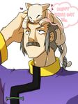  animal animal_on_head bad_id bad_pixiv_id cat cat_on_head eichi_(hrt) english facial_hair g_gundam gundam lowres male_focus master_asia mustache on_head solo 