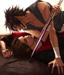  lily_(artist) lowres male_focus multiple_boys naruto naruto_(series) sword uchiha_itachi uchiha_sasuke weapon 