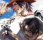  beads black_hair blood chain hat jewelry lily_(artist) lowres male_focus necklace one_piece portgas_d_ace 