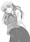  breasts fate/stay_night fate_(series) greyscale kiryuuya large_breasts long_hair matou_sakura monochrome solo 