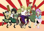  animal_ears bad_id bad_pixiv_id barefoot braid cat_ears everyone fang geta happy horn hoshiguma_yuugi kaenbyou_rin kisume komeiji_koishi komeiji_satori kurodani_yamame mizuhashi_parsee multiple_girls red_hair reiuji_utsuho sandals smile subterranean_animism touhou tsuttsu twin_braids wings 