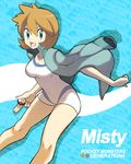  bad_id bad_pixiv_id blue_eyes english gym_leader holding holding_poke_ball jacket kasumi_(pokemon) one-piece_swimsuit poke_ball poke_ball_(generic) pokemon pokemon_(game) pokemon_hgss red_hair smile solo souji swimsuit 