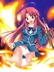  bad_id bad_pixiv_id fire hyokkori_tamago kannagi_ayano kaze_no_stigma long_hair panties red_hair school_uniform seiryou_academy_uniform solo sword underwear weapon white_panties 