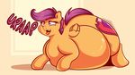  belly big_belly big_butt butt cutie_mark english_text equine feathers female friendship_is_magic fur graphene hair hooves horse huge_butt long_hair mammal my_little_pony open_mouth overweight pegasus pony purple_hair scootaloo_(mlp) smile solo sound_effects text thick_thighs wide_hips wings young 