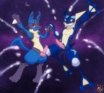  animal_genitalia balls canine_penis duo erection greninja kivwolf knot lucario male male/male nintendo penis pok&eacute;mon video_games 