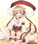  andira_(granblue_fantasy) animal_ears bare_shoulders barefoot blonde_hair blush breasts cloud detached_leggings detached_sleeves erune feet flying_nimbus granblue_fantasy looking_at_viewer monkey_ears monkey_tail open_mouth red_eyes see-through short_hair sideboob simple_background sitting small_breasts soles solo souryuu staff tail tears toes yawning 