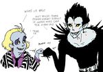  beetlejuice betelgeuse_(beetlejuice) crossover death_note drawfag english male_focus multiple_boys ryuk shinigami 