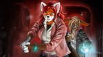  anthro ashwolves5 capcom cosplay duo female flashlight gun hair lagomorph mammal rabbit ranged_weapon red_panda video_games weapon 