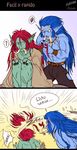  3_fingers ? barber blue_hair braided_hair clothed clothing coiffeur comic ear_piercing hair haircut haircutter half-dressed jewelry long_hair necklace piercing red_hair spanish_text swing tagme text topless tornking troll video_games warcraft world_of_warcraft 