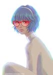  ayanami_rei bespectacled blue_hair casual chromatic_aberration glasses hairband highres hipster jaimito lips neon_genesis_evangelion red-framed_eyewear red_eyes short_hair solo turtleneck 