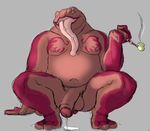 amphibian balls big_balls carpemortem_(artist) gamabunta leaking male naruto overweight penis piercing pipe presenting simple_background slightly_chubby solo thick_penis toad tongue tongue_piercing 
