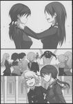  comic doujinshi francesca_lucchini greyscale highres imageboard_sample jpeg_artifacts lynette_bishop michairu minna-dietlinde_wilcke miyafuji_yoshika monochrome non-web_source sakamoto_mio strike_witches world_witches_series 