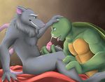  anthro bakameganekko cum cum_on_face duo male male/male mammal michelangelo_(tmnt) penis rat reptile rodent scalie splinter teenage_mutant_ninja_turtles turtle 