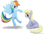  2012 alpha_channel blonde_hair blue_feathers blue_fur celebi-yoshi cutie_mark derpy_hooves_(mlp) duo equine feathers female feral flying friendship_is_magic fur grey_fur hair mammal multicolored_hair multicolored_tail my_little_pony orange_eyes pegasus rainbow rainbow_dash_(mlp) rainbow_hair rainbow_tail red_eyes simple_background transparent_background wings 