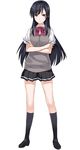  black_eyes black_hair kuroda_sayuki long_hair matsuryuu official_art school_uniform shoujo-tachi_wa_kouya_wo_mezasu solo 