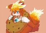  anthro blush canine cookie eating firefox food food_in_mouth fox front_view looking_at_viewer male mammal nude om_nom_nom pendant sitting solo whiteleo 